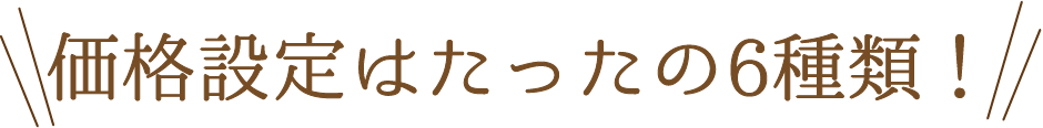 価格設定はたったの6種類！ まとめて受けられるセットプランもご用意！