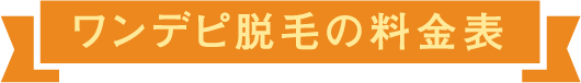 ワンデピ脱毛の料金表